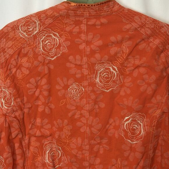 Vintage Mirasol Floral Jacket Womens Large Embroidered Orange Boho Bright Artsy - Picture 9 of 10